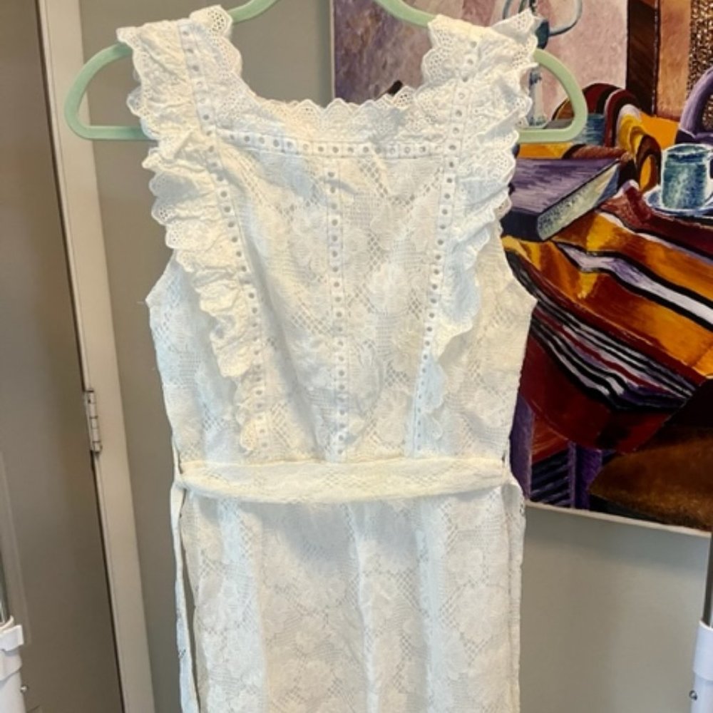 White Eyelet Lace Mini Dress NWT